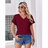 Zeagoo Womens Summer Tops Rolled Short Sleeve Shirts Dressy Casual Blouses(1-wine Red-2)
