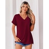 Zeagoo Womens Summer Tops Rolled Short Sleeve Shirts Dressy Casual Blouses(1-wine Red-2)