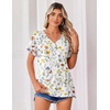 Zeagoo Womens Summer Tops Rolled Short Sleeve Shirts Dressy Casual Blouses(Beige Flower-xh403)