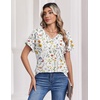 Zeagoo Womens Summer Tops Rolled Short Sleeve Shirts Dressy Casual Blouses(Beige Flower-xh403)