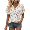 Zeagoo Womens Summer Tops Rolled Short Sleeve Shirts Dressy Casual Blouses(Beige Flower-xh403)