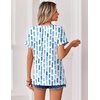 Zeagoo Womens Summer Tops Rolled Short Sleeve Shirts Dressy Casual Blouses(Blue Block-cx329)