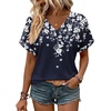 Zeagoo Womens Summer Tops Rolled Short Sleeve Shirts Dressy Casual Blouses(Blue Flower-sf103)