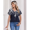 Zeagoo Womens Summer Tops Rolled Short Sleeve Shirts Dressy Casual Blouses(Blue Flower-sf103)