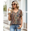 Zeagoo Womens Summer Tops Rolled Short Sleeve Shirts Dressy Casual Blouses(Boho-mz721)