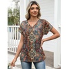 Zeagoo Womens Summer Tops Rolled Short Sleeve Shirts Dressy Casual Blouses(Boho-mz721)