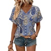 Zeagoo Womens Summer Tops Rolled Short Sleeve Shirts Dressy Casual Blouses(Boho-mz919)