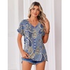 Zeagoo Womens Summer Tops Rolled Short Sleeve Shirts Dressy Casual Blouses(Boho-mz919)