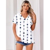 Zeagoo Womens Summer Tops Rolled Short Sleeve Shirts Dressy Casual Blouses(Figure-jh599)