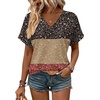 Zeagoo Womens Summer Tops Rolled Short Sleeve Shirts Dressy Casual Blouses(Flower-xh553)