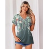 Zeagoo Womens Summer Tops Rolled Short Sleeve Shirts Dressy Casual Blouses(Grey Flower-wf71)