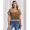 Zeagoo Womens Summer Tops Rolled Short Sleeve Shirts Dressy Casual Blouses(Khaki-jh398)