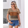 Zeagoo Womens Summer Tops Rolled Short Sleeve Shirts Dressy Casual Blouses(Khaki-jh398)