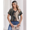 Zeagoo Womens Summer Tops Rolled Short Sleeve Shirts Dressy Casual Blouses(Multicolor-cx278)