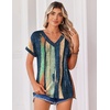 Zeagoo Womens Summer Tops Rolled Short Sleeve Shirts Dressy Casual Blouses(Multicolor-cx289)