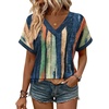 Zeagoo Womens Summer Tops Rolled Short Sleeve Shirts Dressy Casual Blouses(Multicolor-cx289)