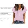 Zeagoo Womens Summer Tops Rolled Short Sleeve Shirts Dressy Casual Blouses(Pink Stripes-tz300)