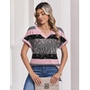 Zeagoo Womens Summer Tops Rolled Short Sleeve Shirts Dressy Casual Blouses(Pink Stripe-tz245)