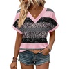 Zeagoo Womens Summer Tops Rolled Short Sleeve Shirts Dressy Casual Blouses(Pink Stripe-tz245)