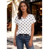 Zeagoo Womens Summer Tops Rolled Short Sleeve Shirts Dressy Casual Blouses(Polka Dot-jh592)
