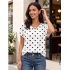 Zeagoo Womens Summer Tops Rolled Short Sleeve Shirts Dressy Casual Blouses(Polka Dot-jh592)