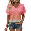 Zeagoo Womens Summer Tops Rolled Short Sleeve Shirts Dressy Casual Blouses(Rainbow-jb218)