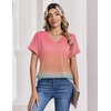 Zeagoo Womens Summer Tops Rolled Short Sleeve Shirts Dressy Casual Blouses(Rainbow-jb218)