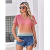 Zeagoo Womens Summer Tops Rolled Short Sleeve Shirts Dressy Casual Blouses(Rainbow-jb218)