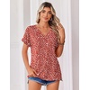 Zeagoo Womens Summer Tops Rolled Short Sleeve Shirts Dressy Casual Blouses(Red-jh590)