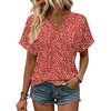Zeagoo Womens Summer Tops Rolled Short Sleeve Shirts Dressy Casual Blouses(Red-jh590)