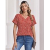 Zeagoo Womens Summer Tops Rolled Short Sleeve Shirts Dressy Casual Blouses(Red-jh590)