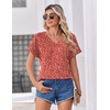 Zeagoo Womens Summer Tops Rolled Short Sleeve Shirts Dressy Casual Blouses(Red-jh590)
