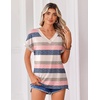 Zeagoo Womens Summer Tops Rolled Short Sleeve Shirts Dressy Casual Blouses(Striped-tw669)