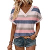 Zeagoo Womens Summer Tops Rolled Short Sleeve Shirts Dressy Casual Blouses(Striped-tw669)