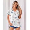 Zeagoo Womens Summer Tops Rolled Short Sleeve Shirts Dressy Casual Blouses(White Flowers-bf290)