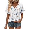 Zeagoo Womens Summer Tops Rolled Short Sleeve Shirts Dressy Casual Blouses(White Flowers-bf290)