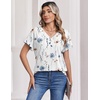 Zeagoo Womens Summer Tops Rolled Short Sleeve Shirts Dressy Casual Blouses(White Flowers-bf290)