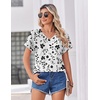 Zeagoo Womens Summer Tops Rolled Short Sleeve Shirts Dressy Casual Blouses(White Flower-sf291)
