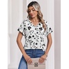 Zeagoo Womens Summer Tops Rolled Short Sleeve Shirts Dressy Casual Blouses(White Flower-sf291)