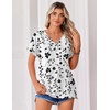 Zeagoo Womens Summer Tops Rolled Short Sleeve Shirts Dressy Casual Blouses(White Flower-sf291)