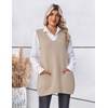 Zeagoo Women’s Sweater Vest 2026 Oversized Sleeveless V Neck Pullovers with Pocket Knitted Fall Outfits(Apricot)