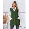 Zeagoo Women’s Sweater Vest 2026 Oversized Sleeveless V Neck Pullovers with Pocket Knitted Fall Outfits(Army Green)