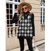 Zeagoo Women’s Sweater Vest 2026 Oversized Sleeveless V Neck Pullovers with Pocket Knitted Fall Outfits(Black Argyle)