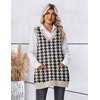 Zeagoo Women’s Sweater Vest 2026 Oversized Sleeveless V Neck Pullovers with Pocket Knitted Fall Outfits(Black Houndstooth)