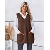 Zeagoo Women’s Sweater Vest 2026 Oversized Sleeveless V Neck Pullovers with Pocket Knitted Fall Outfits(Brown)