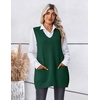 Zeagoo Women’s Sweater Vest 2026 Oversized Sleeveless V Neck Pullovers with Pocket Knitted Fall Outfits(Green)