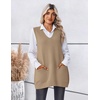 Zeagoo Women’s Sweater Vest 2026 Oversized Sleeveless V Neck Pullovers with Pocket Knitted Fall Outfits(Khaki)