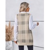 Zeagoo Women’s Sweater Vest 2026 Oversized Sleeveless V Neck Pullovers with Pocket Knitted Fall Outfits(Khaki Plaid)