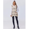 Zeagoo Women’s Sweater Vest 2026 Oversized Sleeveless V Neck Pullovers with Pocket Knitted Fall Outfits(Khaki Plaid)