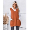 Zeagoo Women’s Sweater Vest 2026 Oversized Sleeveless V Neck Pullovers with Pocket Knitted Fall Outfits(Orange)